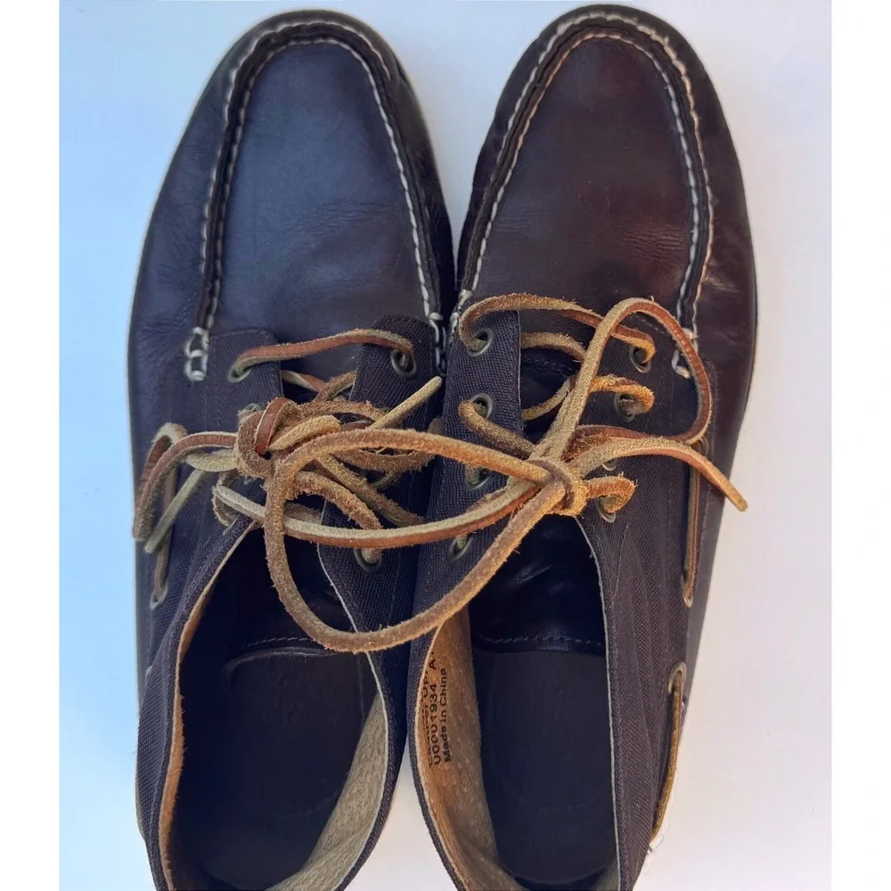 Polo‎ Ralph Lauren Brawley Mens 8D Dark Brown Leather Canvas Chukka Boat Boots